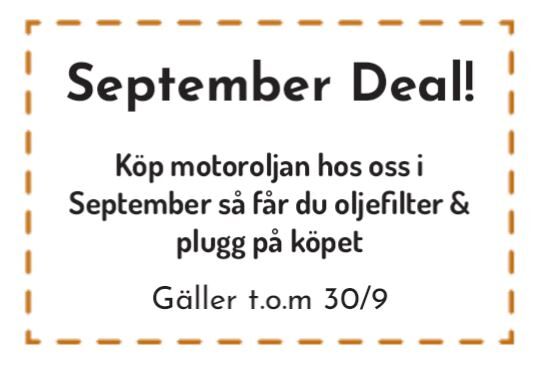 text om erbjudande i september för bildelar