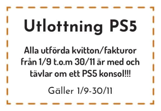 utlottning PS5 för alla som kom köper bildelar 1/9-30/11